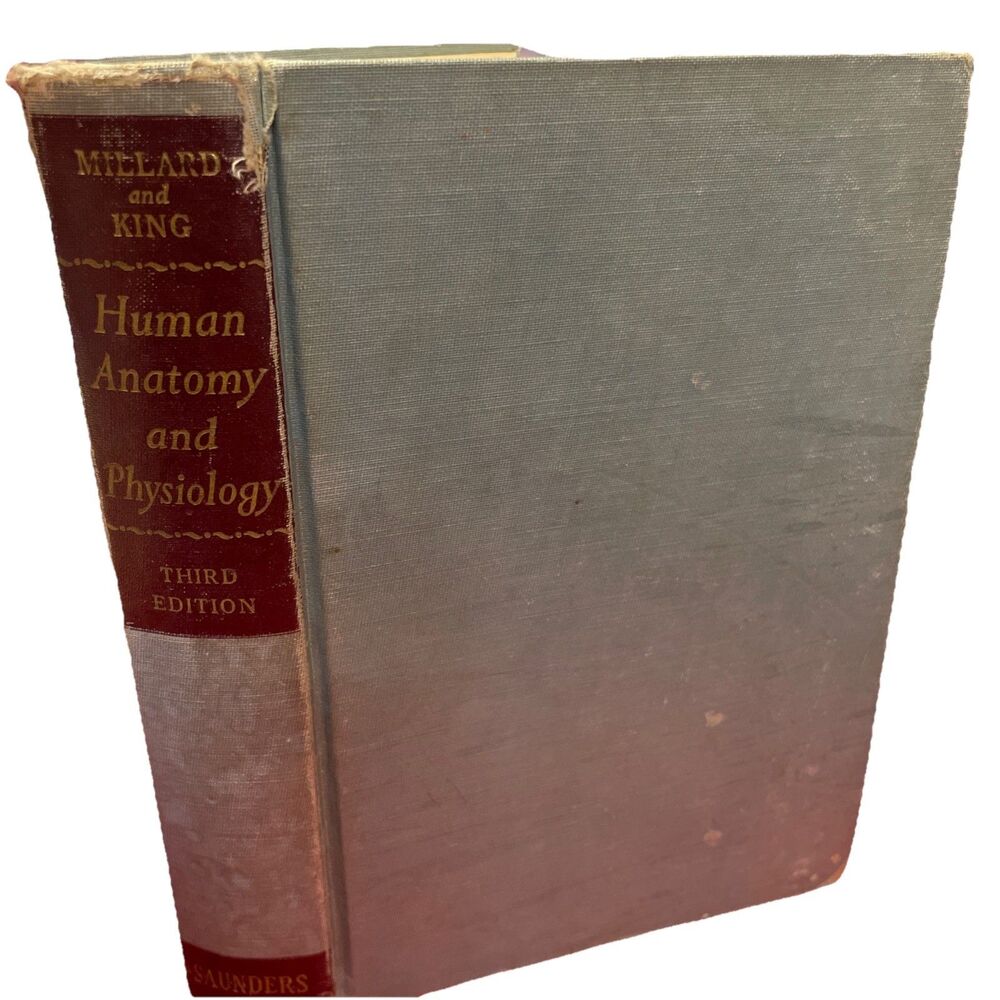 VG+ Human Anatomy and Physiology Millard King 1953 Antique Medical Book Illustra